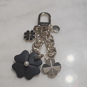 Kate Spade Floral Bag Charm Leather And Enamel Flowers